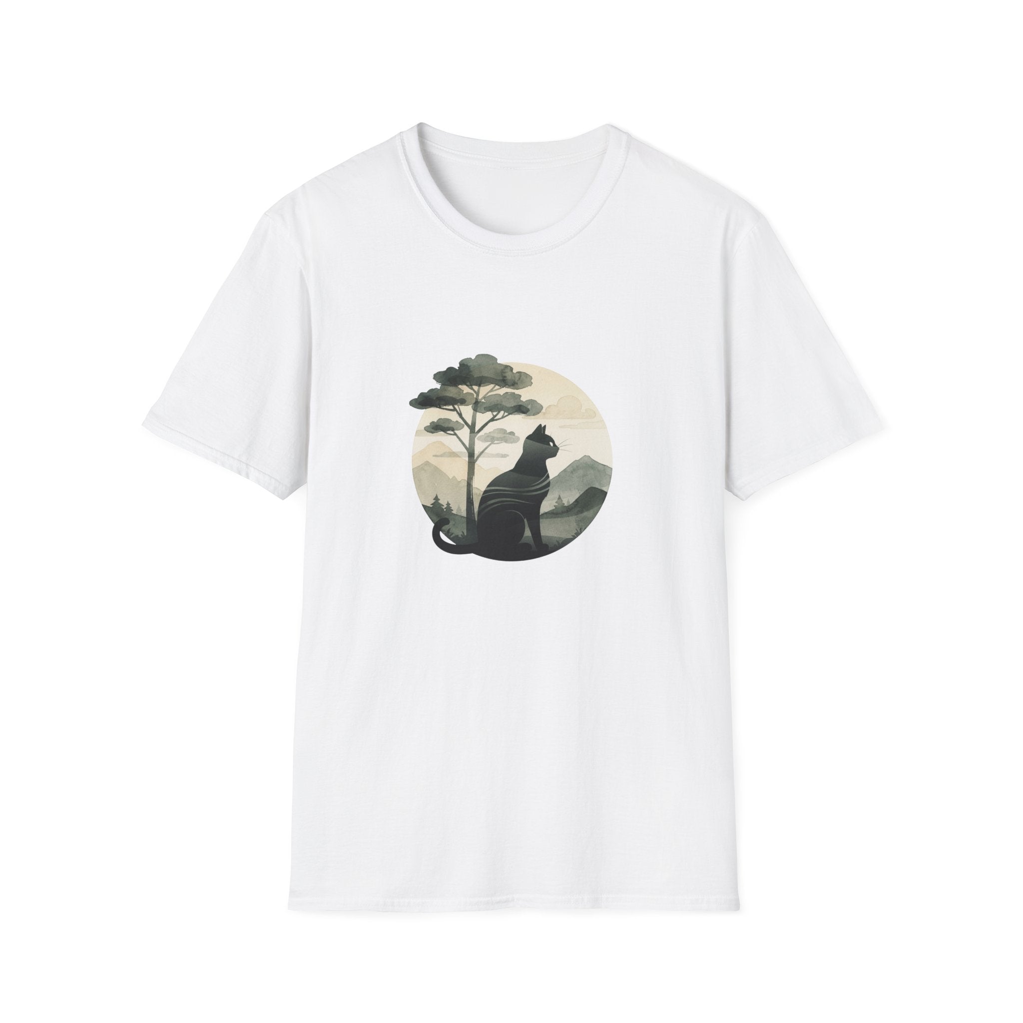 Cat Under Tree Inkwash T-shirt