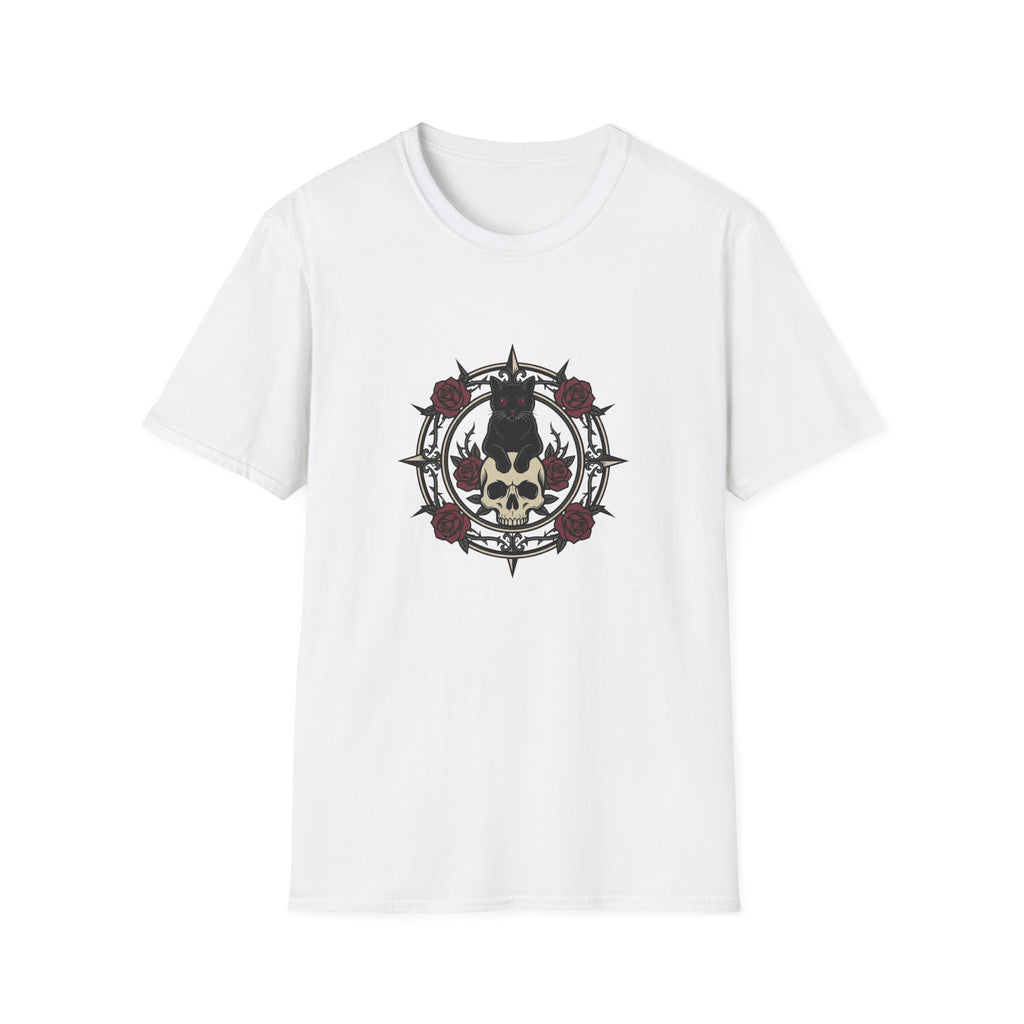 Goth Cat On Skull T-shirt