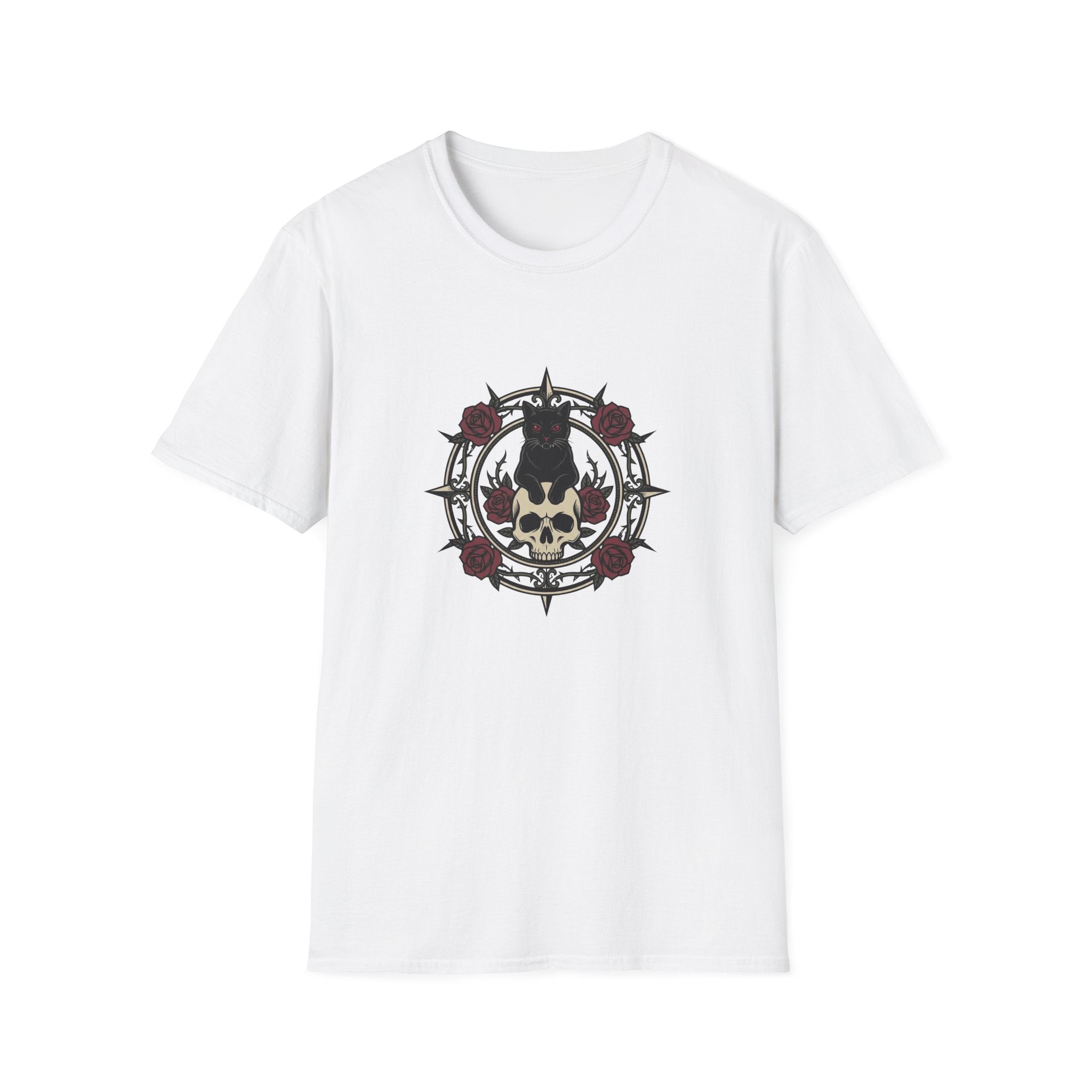 Goth Cat On Skull T-shirt
