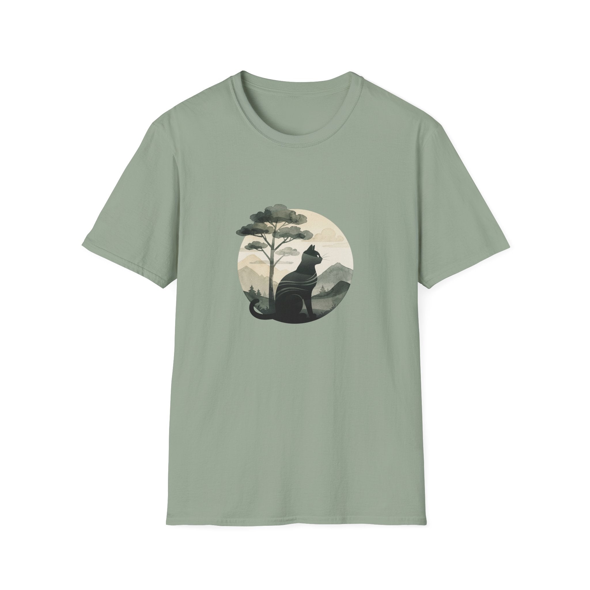 Cat Under Tree Inkwash T-shirt