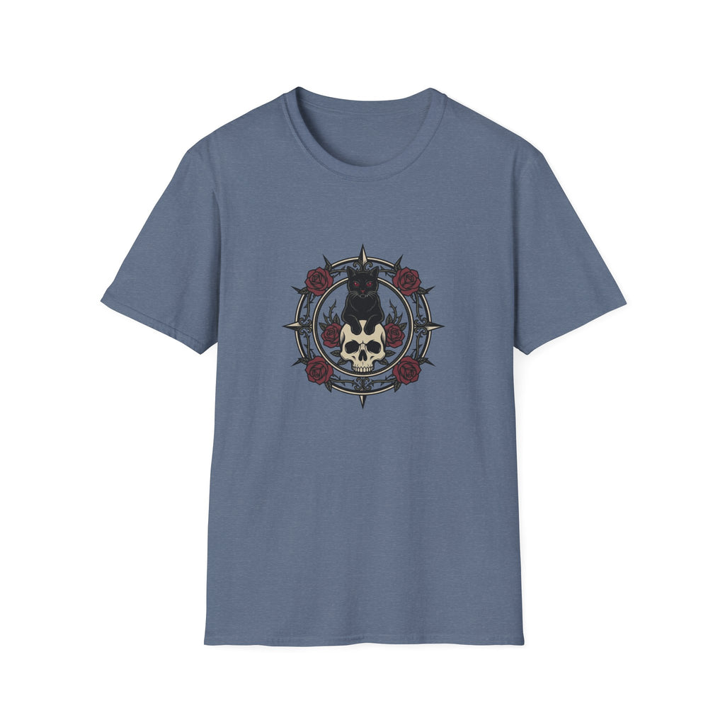 Goth Cat On Skull T-shirt