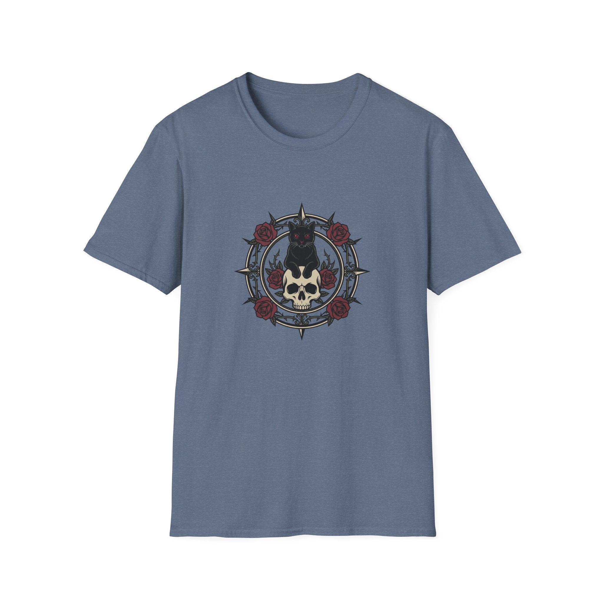 Goth Cat On Skull T-shirt