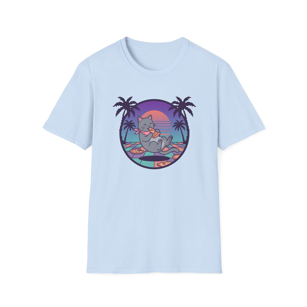 Vaporwave Cat With Pizza T-shirt