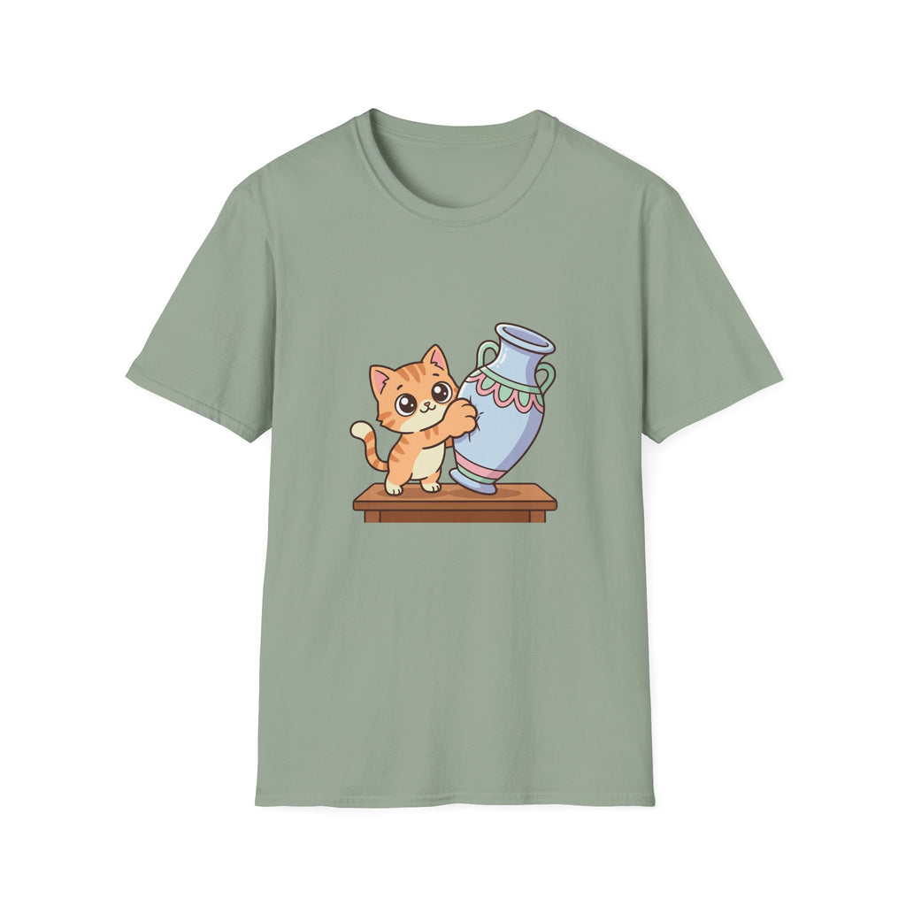 Kawaii Cat With Vase T-shirt