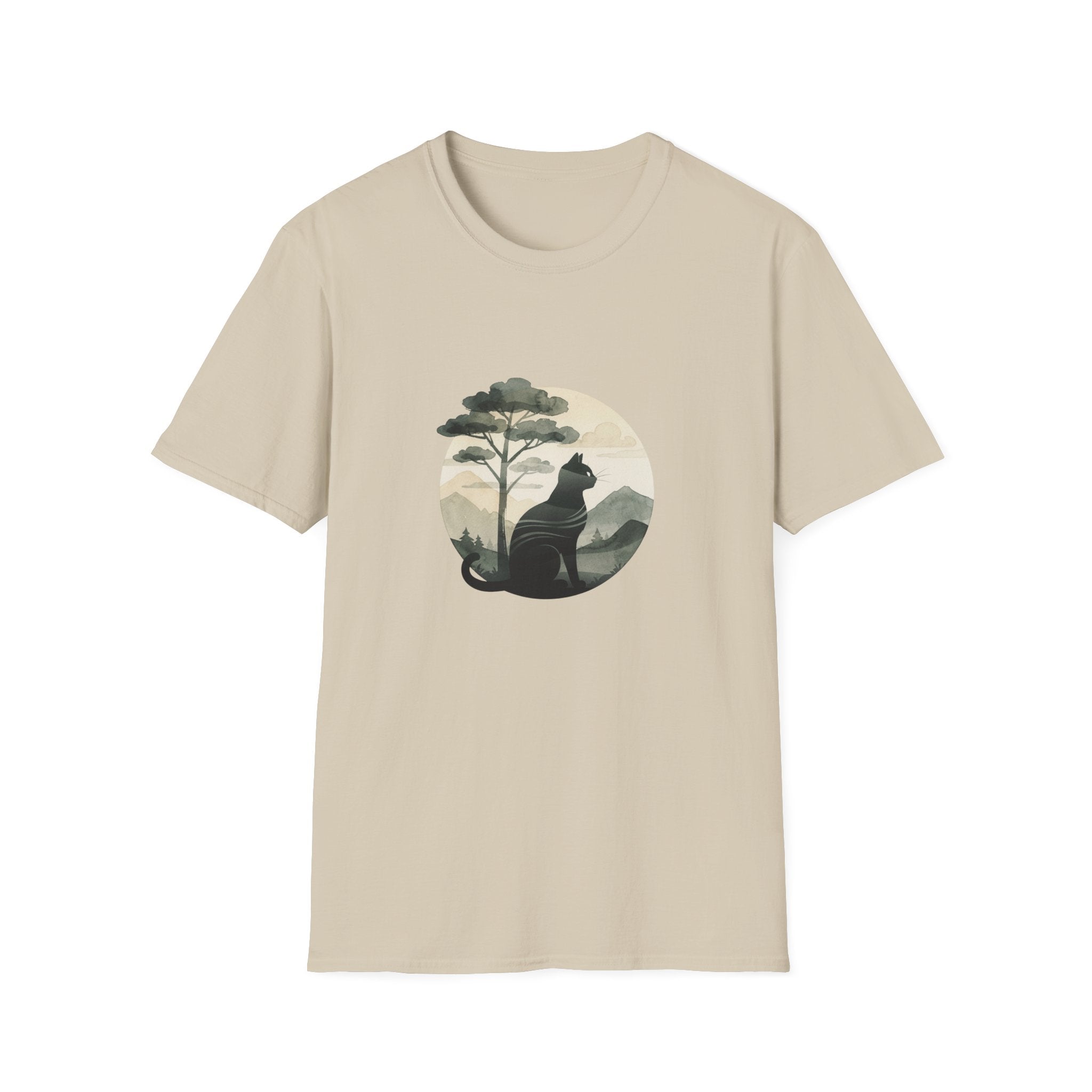 Cat Under Tree Inkwash T-shirt