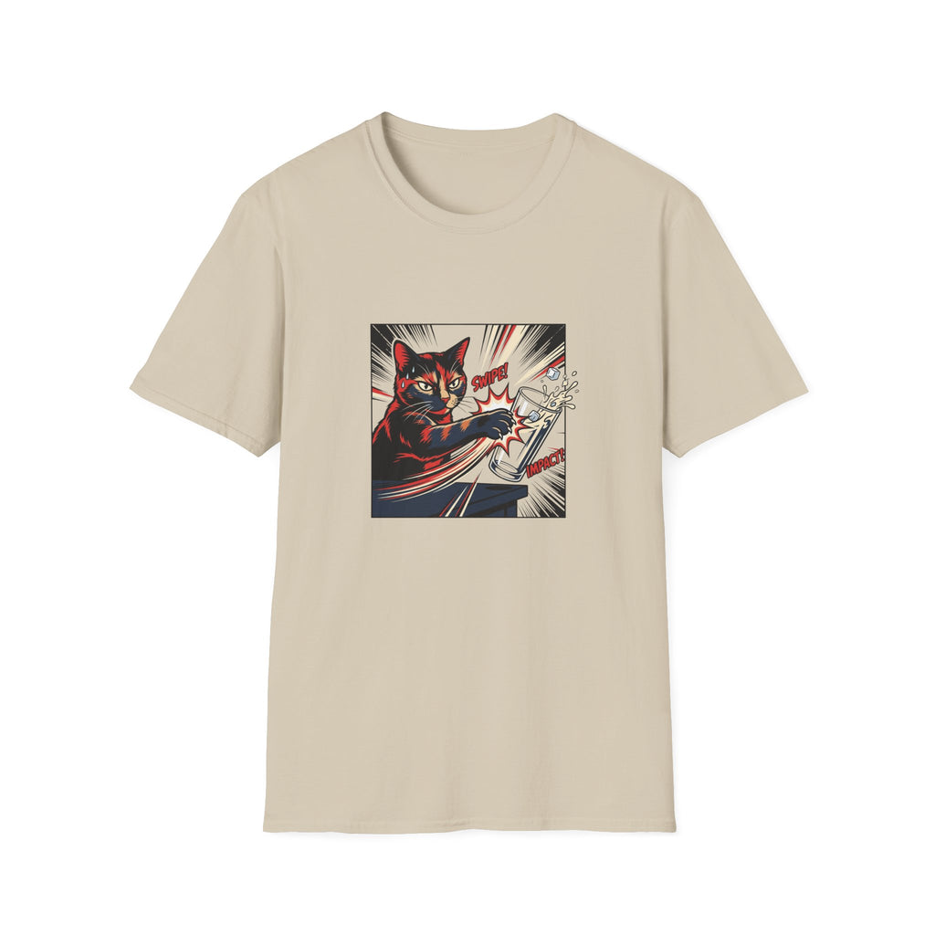 Graffiti Cat Knocking Over Glass T-shirt