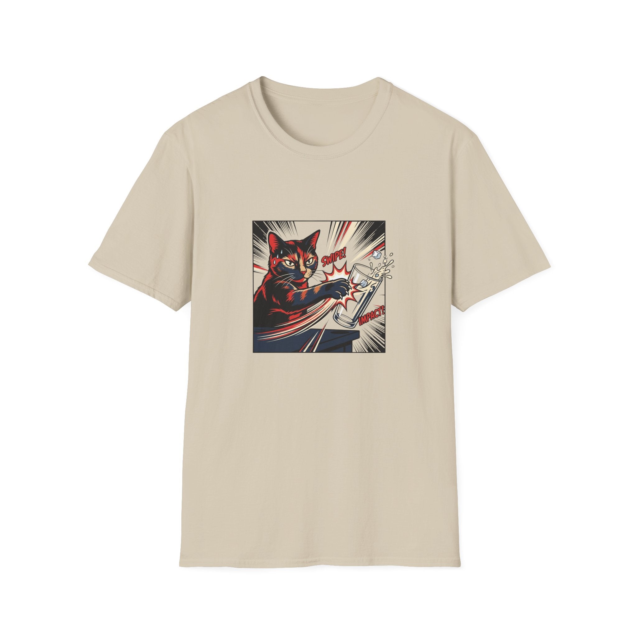Graffiti Cat Knocking Over Glass T-shirt