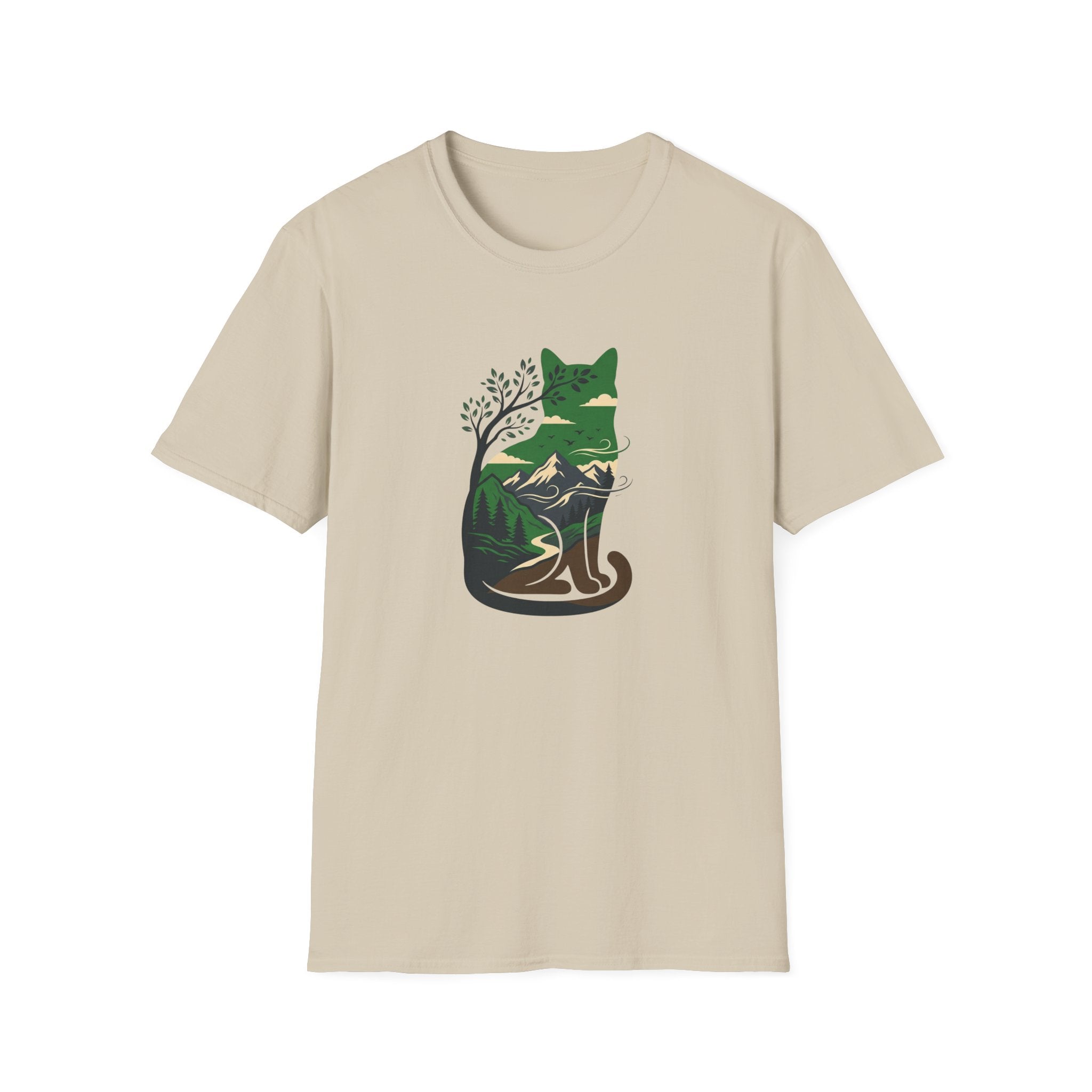 Cat Silhouette With Mountains T-shirt