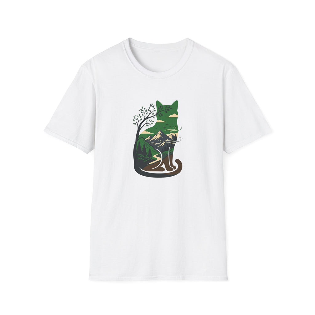 Cat Silhouette With Mountains T-shirt