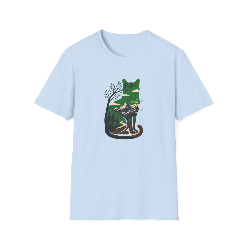 Cat Silhouette With Mountains T-shirt