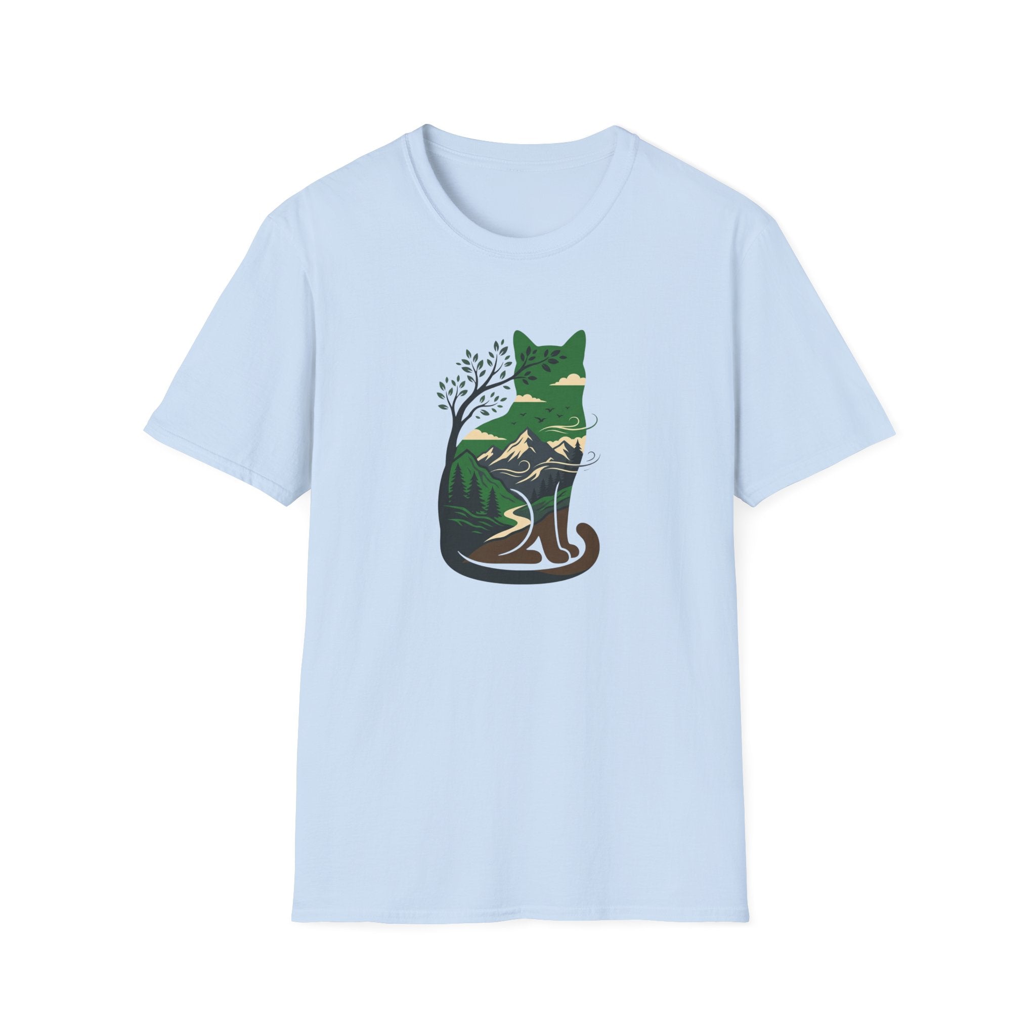 Cat Silhouette With Mountains T-shirt