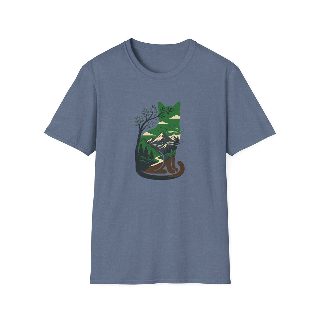 Cat Silhouette With Mountains T-shirt