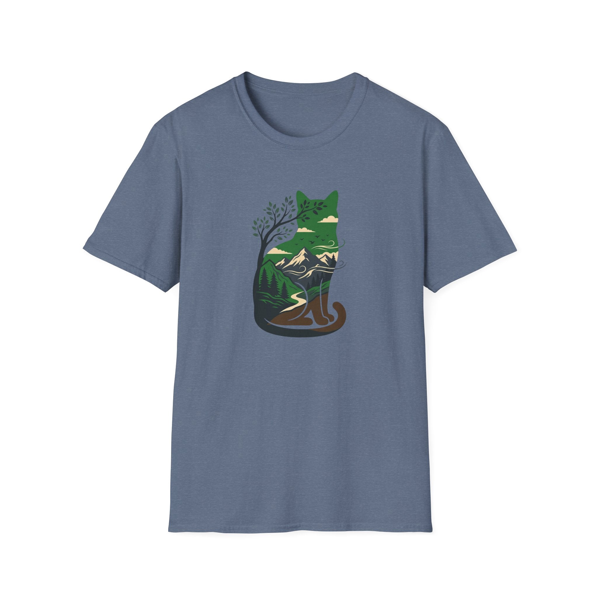 Cat Silhouette With Mountains T-shirt