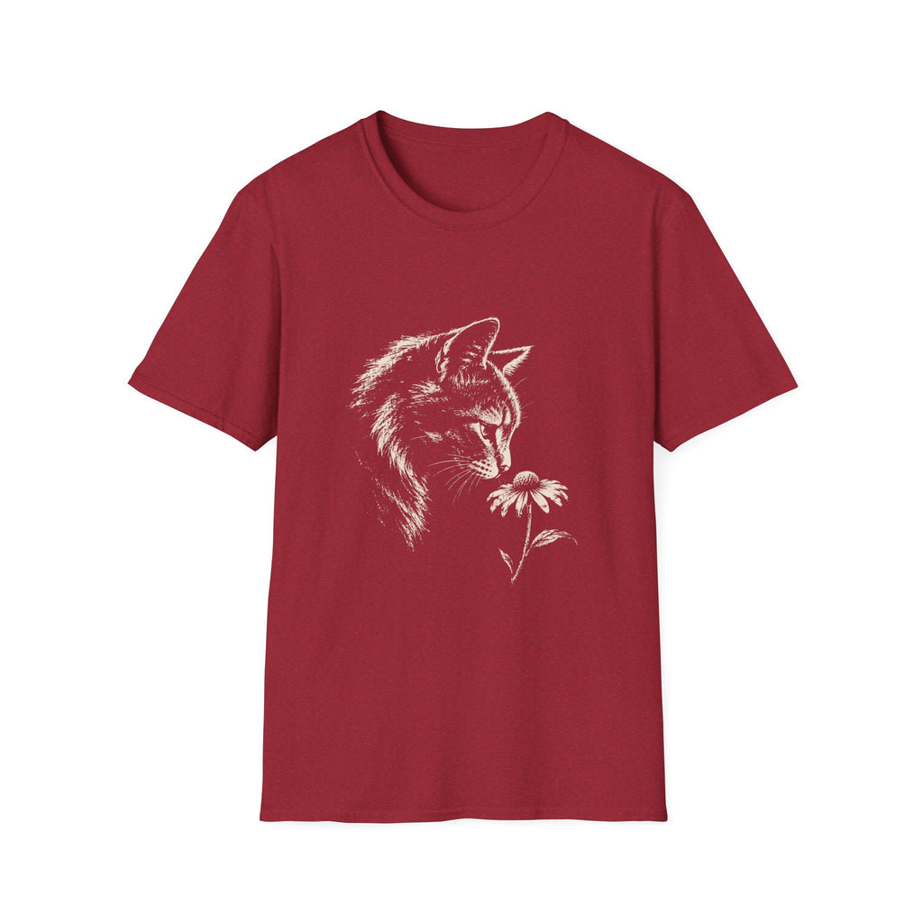 Cat Sniffing Flower T-Shirt