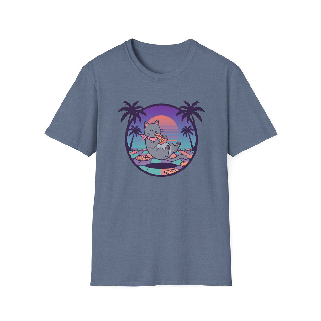 Vaporwave Cat With Pizza T-shirt