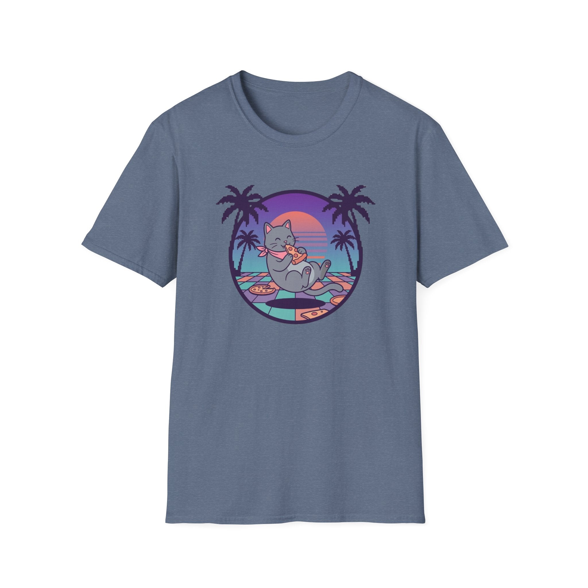 Vaporwave Cat With Pizza T-shirt