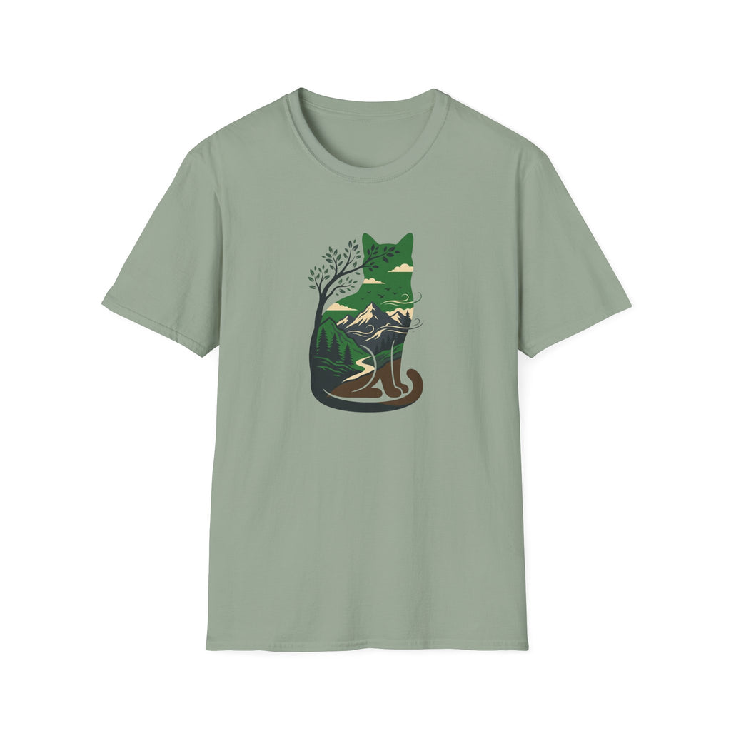 Cat Silhouette With Mountains T-shirt