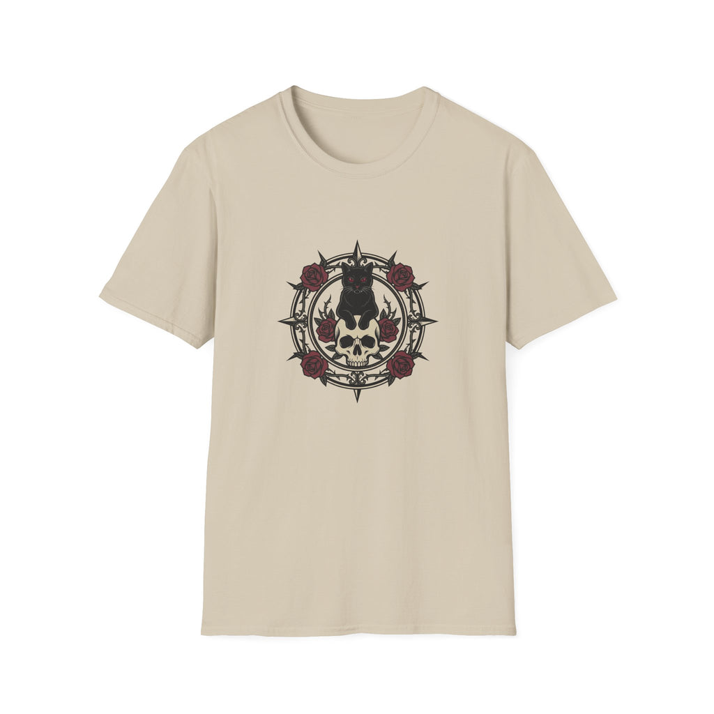 Goth Cat On Skull T-shirt