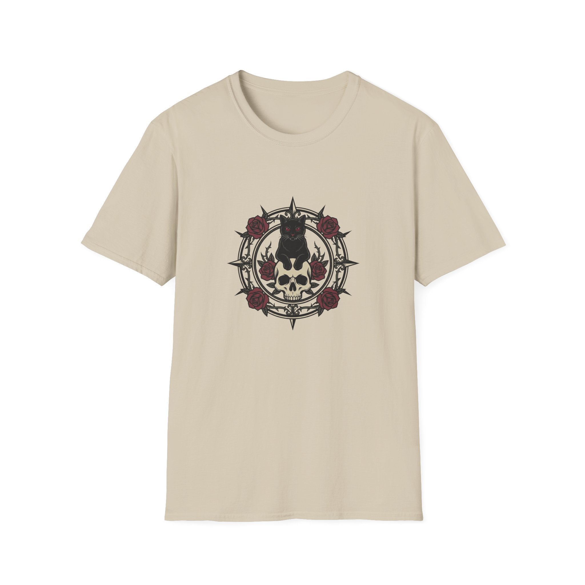 Goth Cat On Skull T-shirt