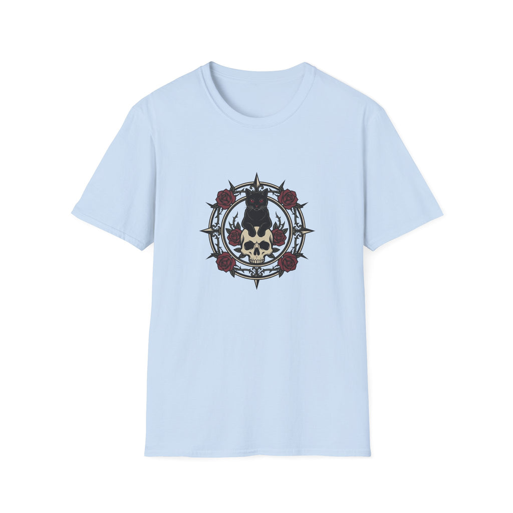 Goth Cat On Skull T-shirt