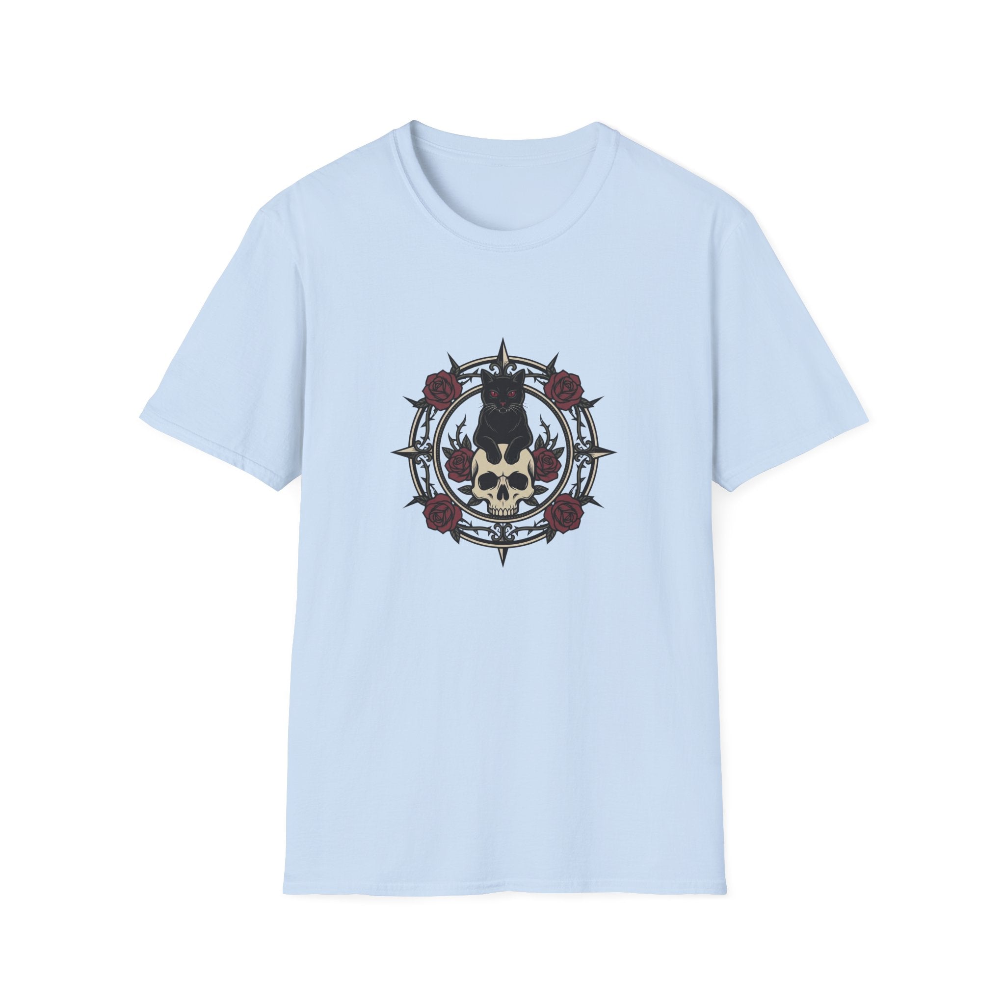 Goth Cat On Skull T-shirt