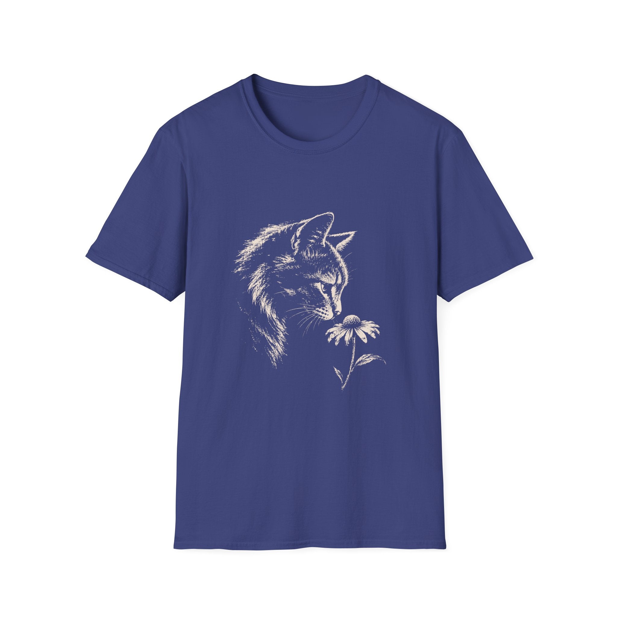 Cat Sniffing Flower T-Shirt
